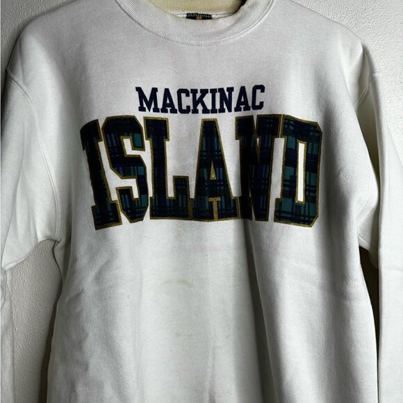 Vintage 90s Mackinac island pullover sweatshirt men’s size medium white - Picture 4 of 8
